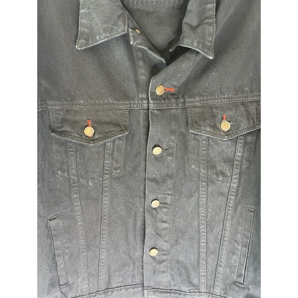 Vtg Y2K Reliq Denim Black Denim Trucker Jean Jacket L Skater Outdoor Classic - Picture 3 of 11